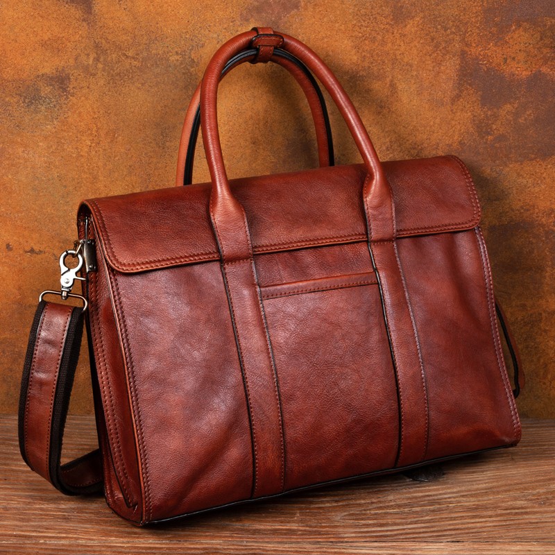 Leather Briefcase - 야채 무두질 가죽 핸드백 남성용 메신저