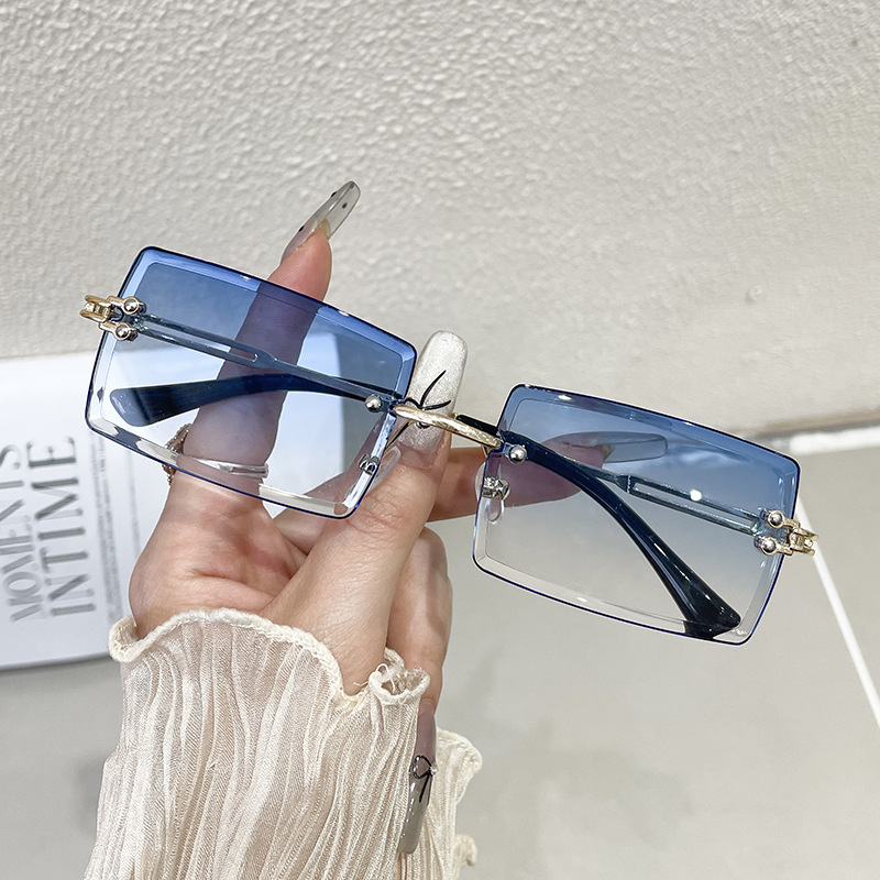 Sunglasses Uv400 - 세련된 디자인의 남성용/여성용 림리스 선글라스, 메탈
