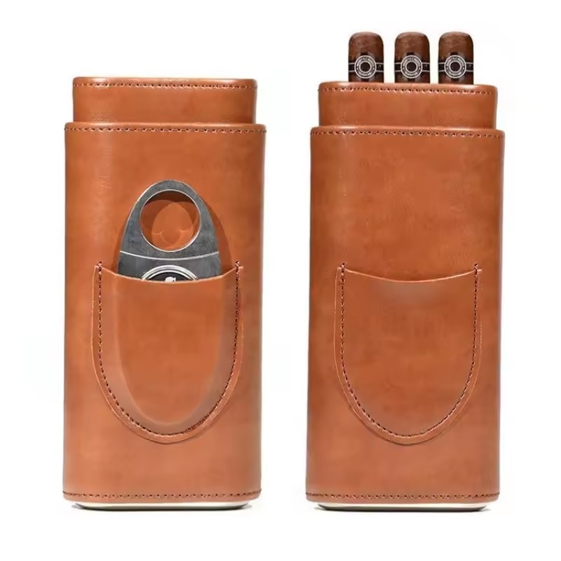 Premium Cigar Case - 가죽 시가 케이스 3개의 손가락 수납