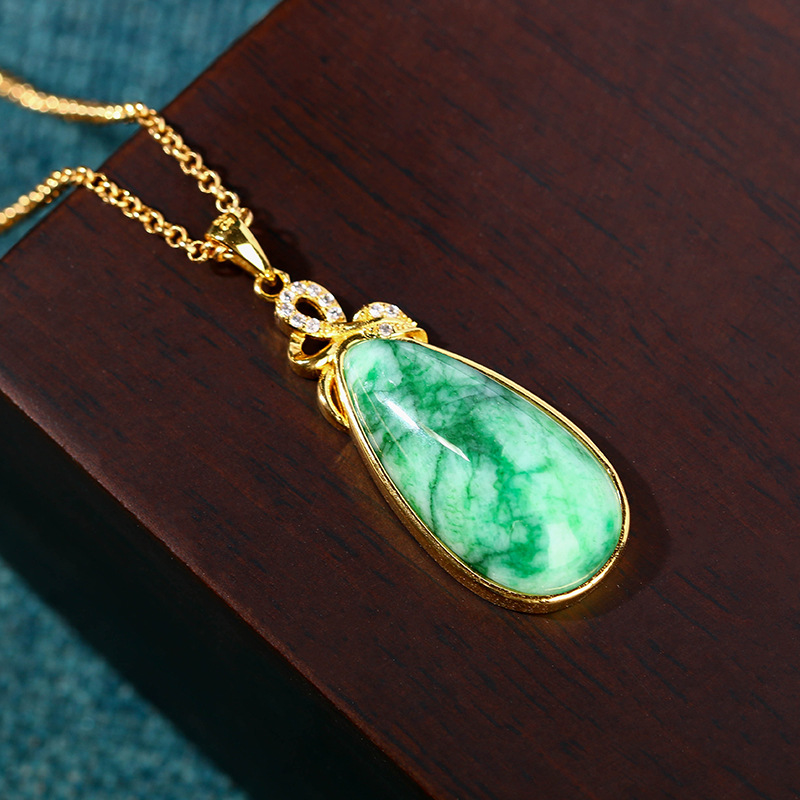 천연 옥으로 만든 물방울 모양 펜던트 목걸이, 석재 조 - Gold Plated Jewelry 리뷰 및 가격