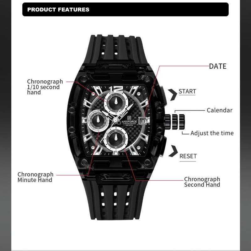 네비포스 남성용 시계 5ATM 방수 쿼츠 크로노그래프  - Luxury Watch Men 리뷰 및 가격