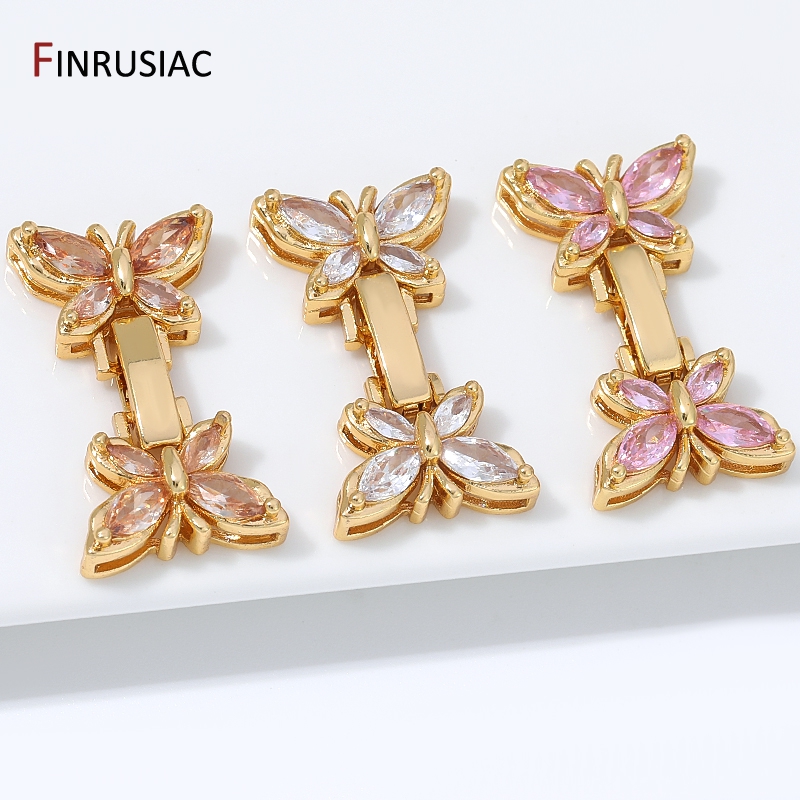 18K 금도금 황동 마르퀴즈 지르콘 나비 모양 연결 클 - Gold Plated Jewelry 리뷰 및 가격
