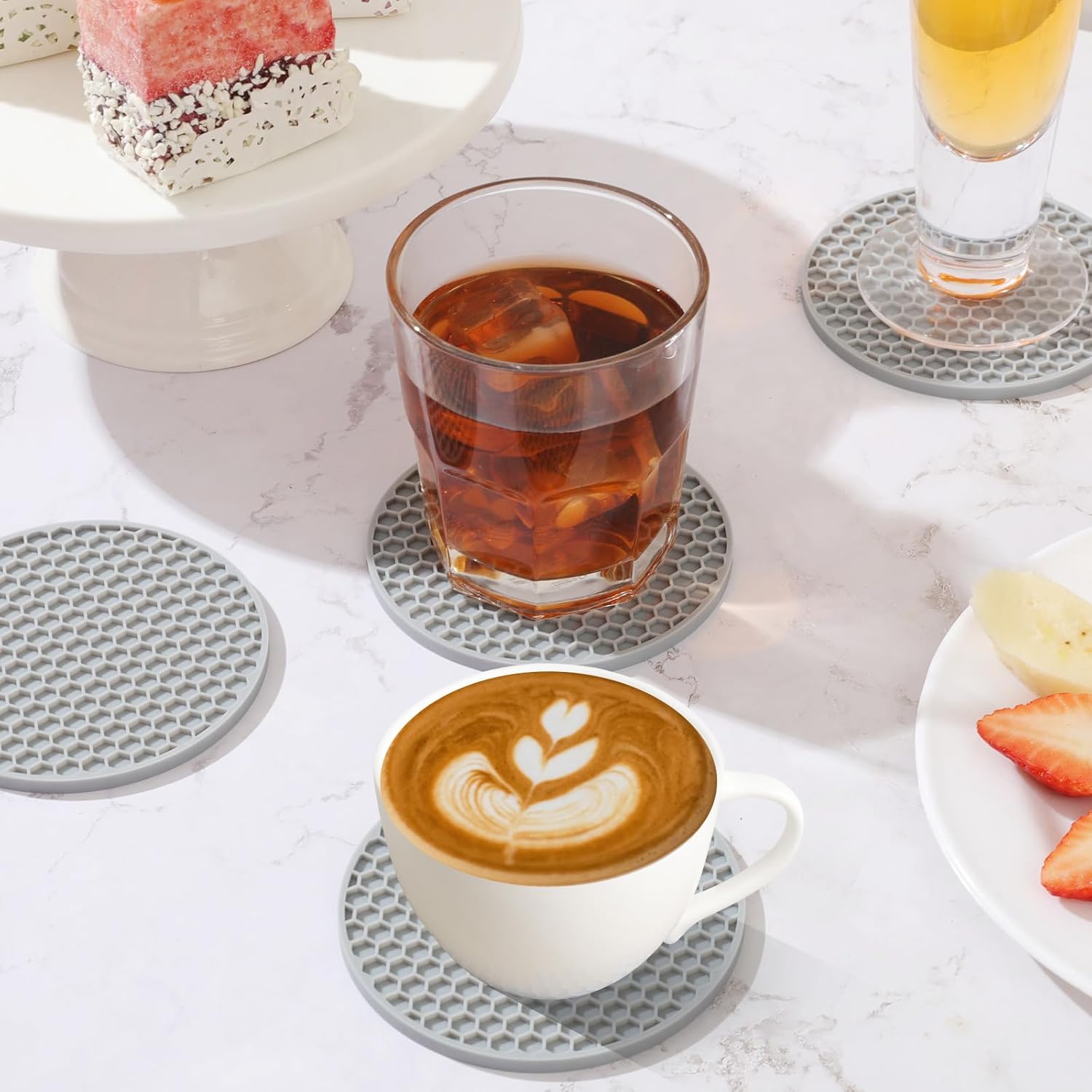 음료 맥주 커피용 홀더가 있는 실리콘 컵받침 세트 모든 - Marble Coaster Set 리뷰 및 가격