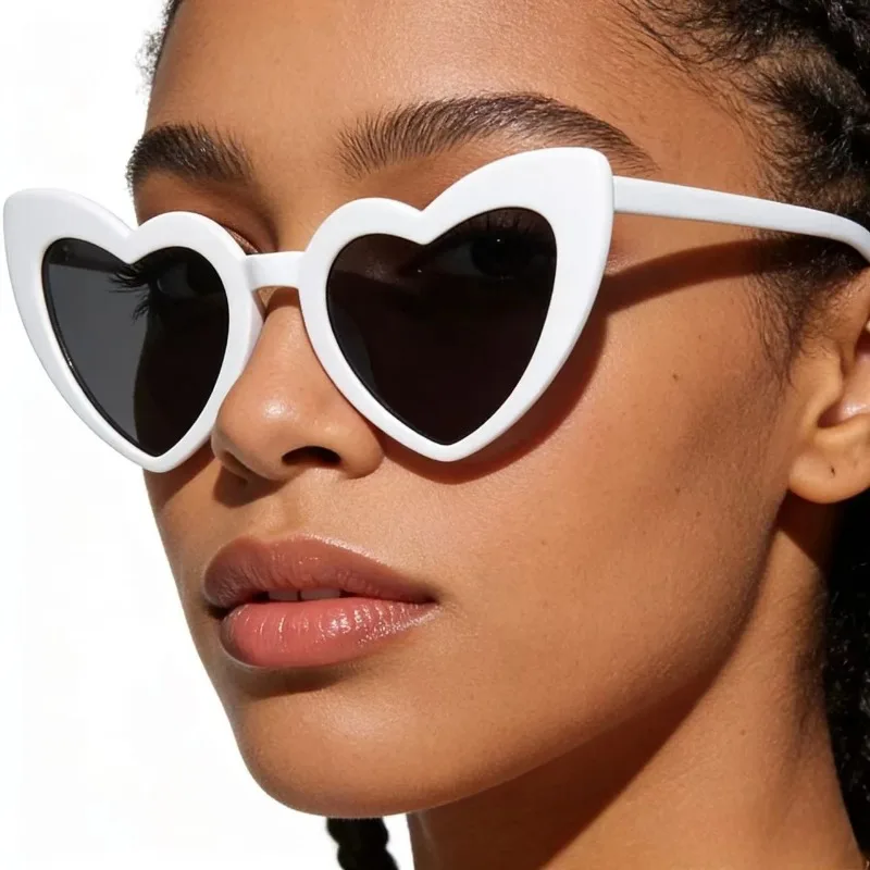 만화 스타일의 흰색 하트 모양 선글라스, 여성용 패션  - Sunglasses Uv400 리뷰 및 가격
