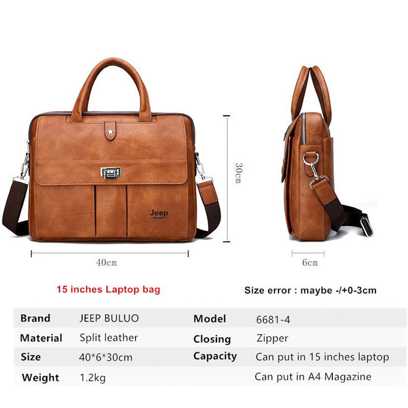 Jeep Buluo 남성용 가죽 서류가방 14인치 노트 - Leather Briefcase 리뷰 및 가격
