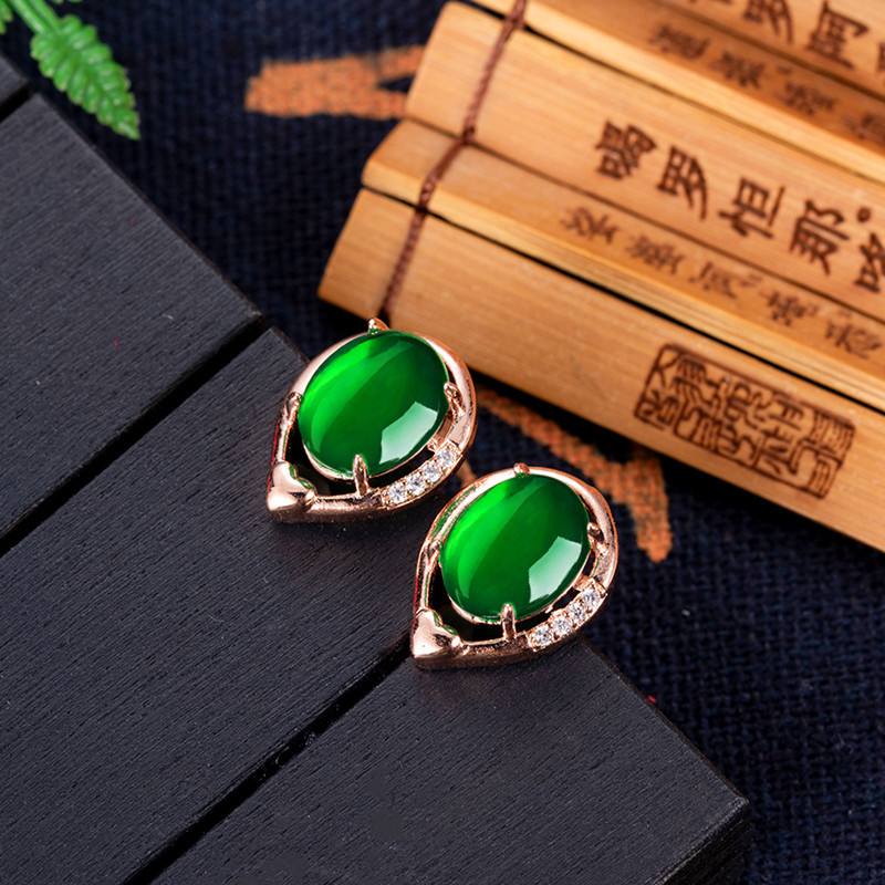 천연 옥 꽃 귀걸이 스톤 이어 스터드 탈리스만 로즈 골 - Gold Plated Jewelry 리뷰 및 가격